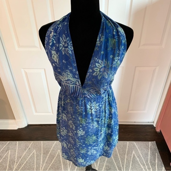 Phylipa Handmade Blue Floral Batik Halter Top Dress - Picture 2 of 7